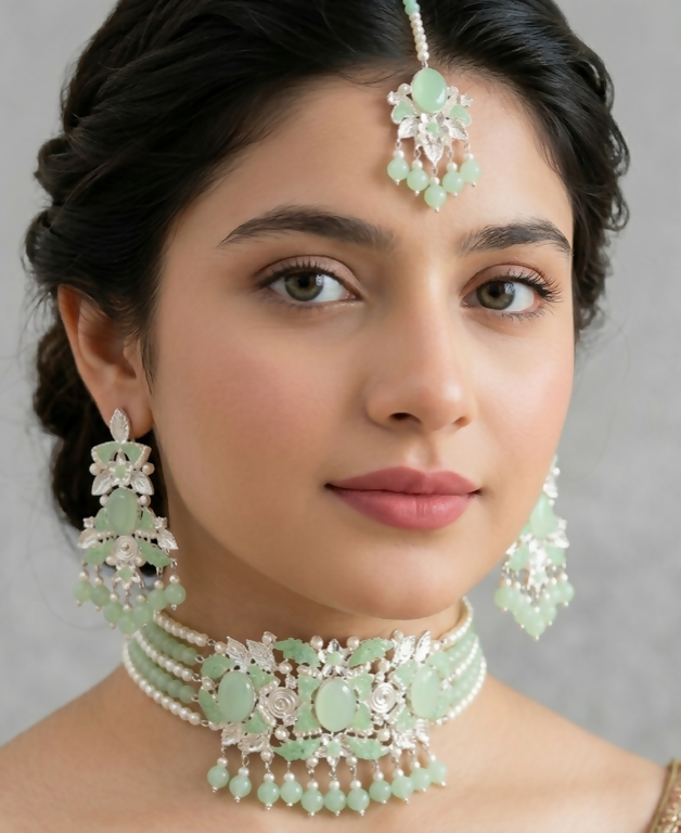 Oval Pearl Drop Choker Set-00275 | Women Jewelry | Wedding Jewelry & Sets | Brand New