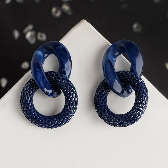 Statement Acrylic Chain Round Earrings | Women Jewerly | Earrings | Blue | Brand New