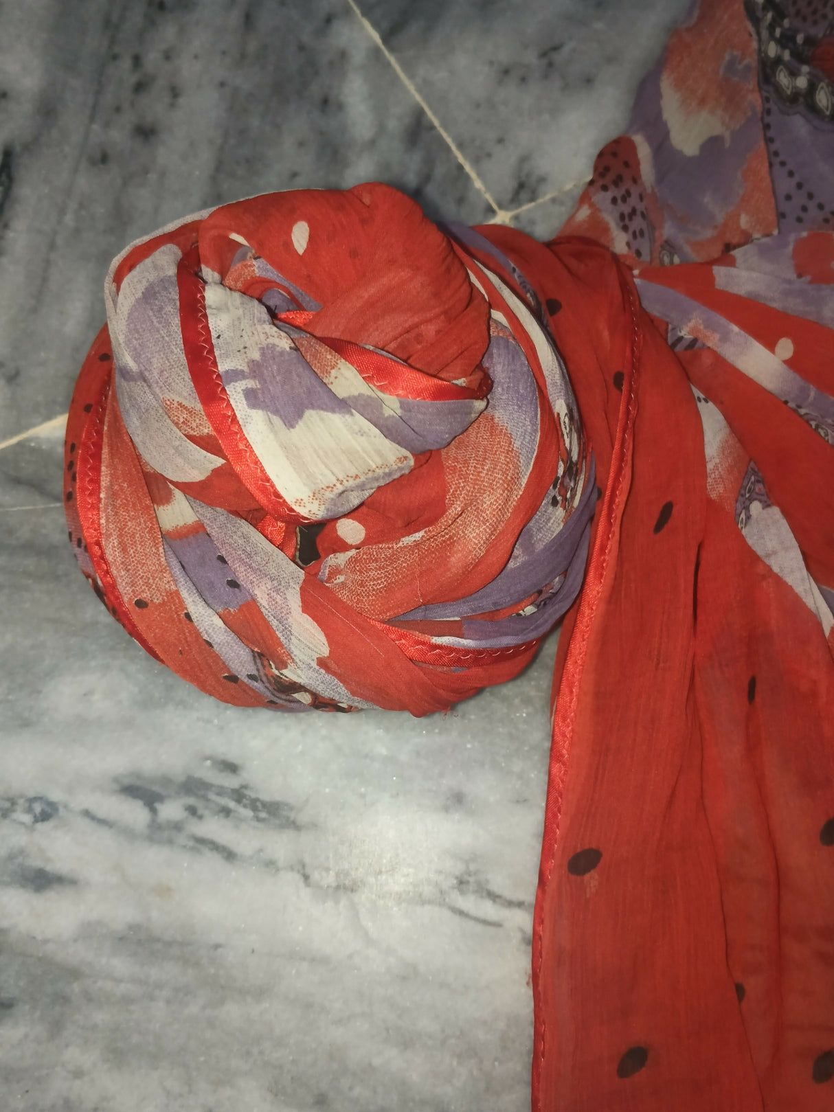 Beautiful Red Chiffon Duppata | Women Accessories | Duppata | Large | Worn Once