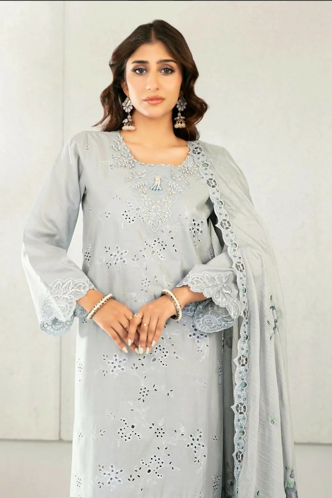3 PCS Lawn Embroidered Dress | Women Locally Made Kurta | Sky Blue, Skin, Plum, Mint | All Sizes | Brand New