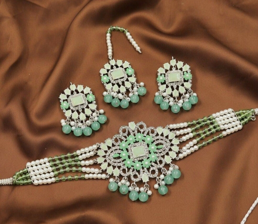 Rectangle Tear Pearl Drop Choker Set-00260 | Women Jewelry | Wedding Jewelry & Sets | Brand New