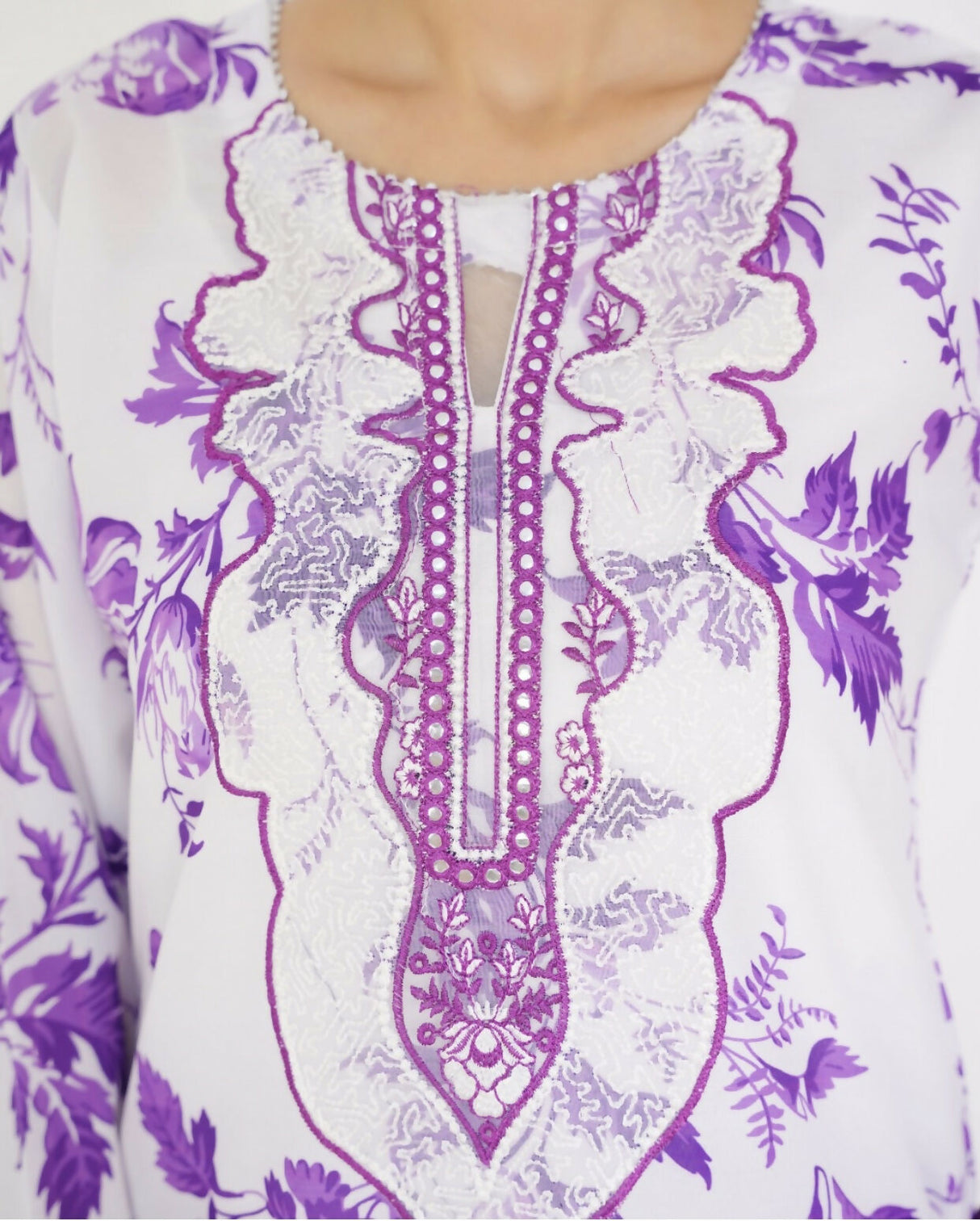 Beautiful White & Purple Suit | Women Locally Made Kurta | Small | New