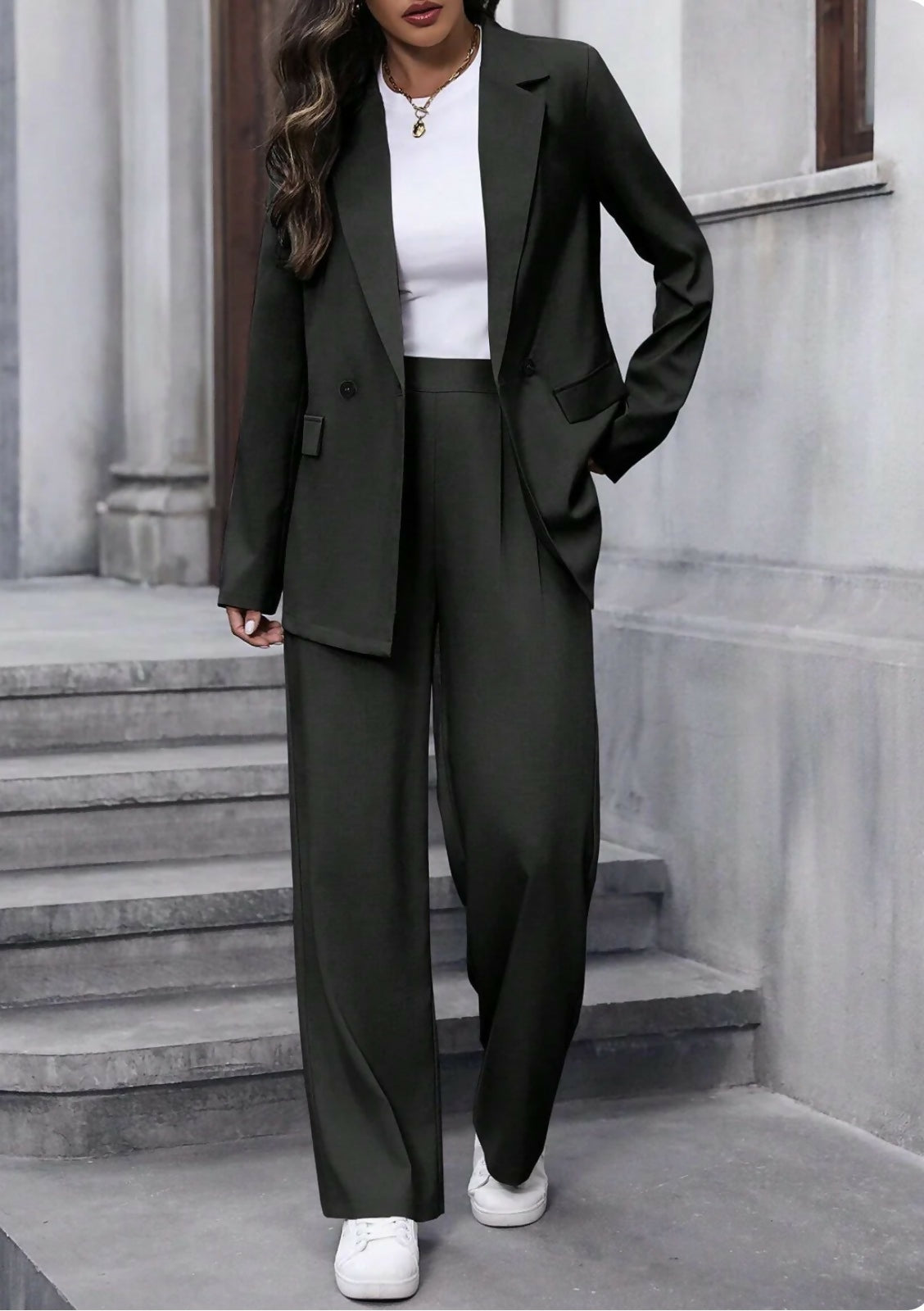 Negative Apparel |Black Pant Coat | Women Western | Medium | Preloved