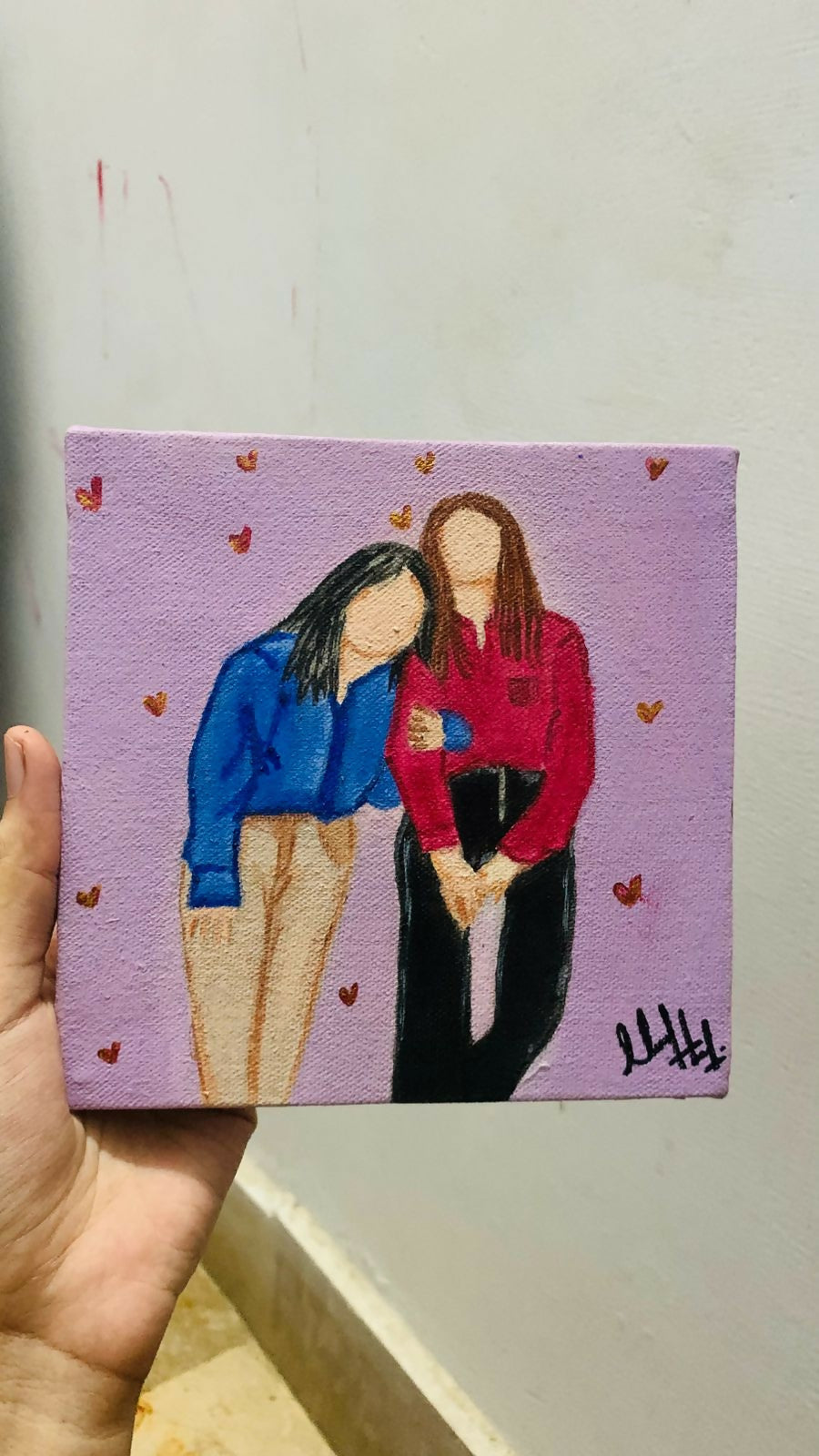 Friends painting | | For Your Home | Art and Paintings | Acrylic Painting | Size:6×6 | New