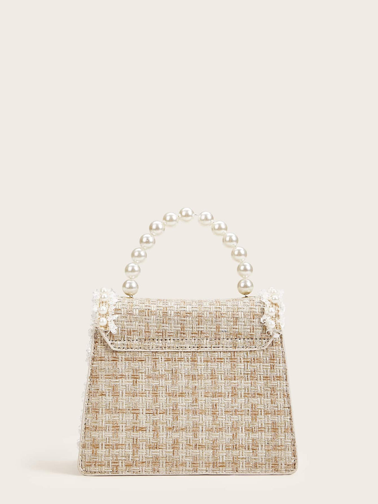 Buy SHEIN Lightweight,Business Casual Glitter, Shiny, Luxury, Glamorous, Elegant, Exquisite Mini Faux Pearl Decor Tweed Satchel Bag in Pakistan