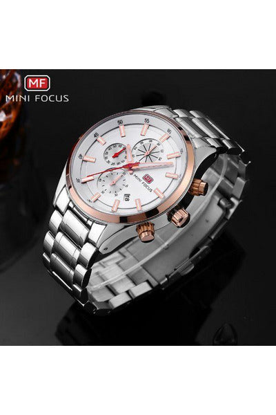Buy Mini Focus SIlver Stainless Steel Silver Dial Quartz Watch for Gents- MF0081G-04 in Pakistan