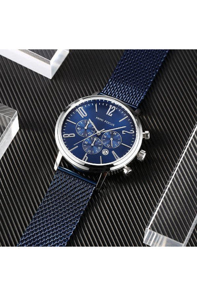 Buy Mini Focus Blue Stainless Steel Mesh Blue Dial Quartz Watch for Gents- MF0183G-1 BLU-BLU-ST in Pakistan