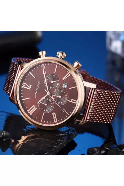 Buy Mini Focus Brown Stainless Steel Mesh Brown Dial Quartz Watch for Gents- MF0183G-4 CP-ST in Pakistan
