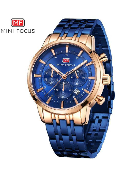 Buy Mini Focus Blue Stainless Steel Blue Dial Quartz Watch for Gents- MF0282G-02 in Pakistan
