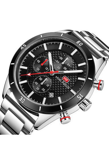 Buy Mini Focus Silver Stainless Steel Black 44 mm Dial Quartz Gents Chronograph Watch- MF0283G-04 in Pakistan