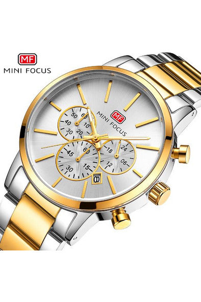 Buy Mini Focus Two-Tone Stainless Steel Silver Dial Quartz Watch for Gents- MF0294G-02 in Pakistan