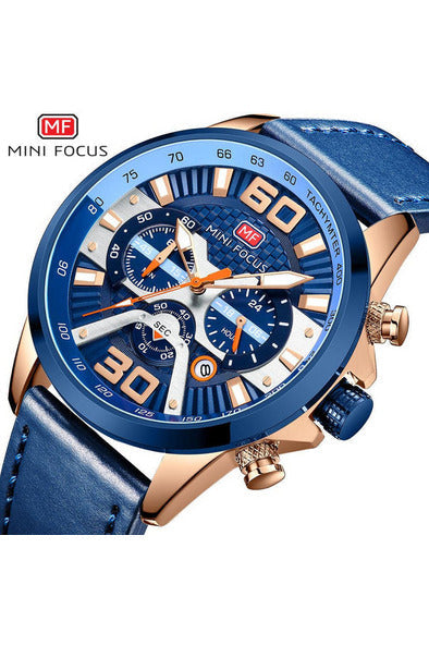 Buy Mini Focus Blue Leather Blue Dial Quartz Watch for Gents- MF0336G-07 in Pakistan