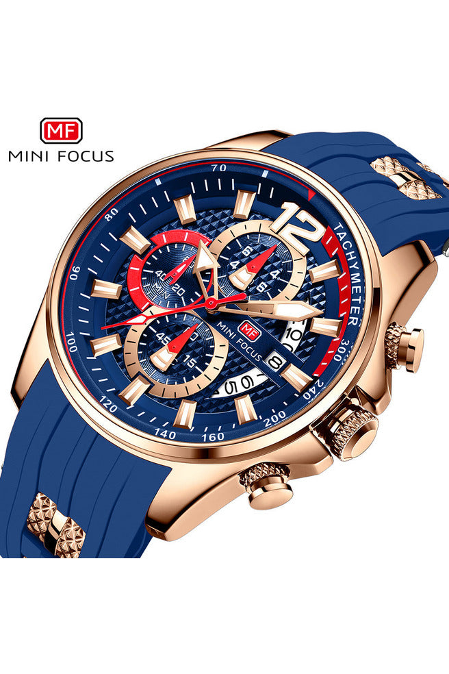 Buy Mini Focus Blue SIlicone Blue Dial Quartz Watch for Gents- MF0350G-02 in Pakistan