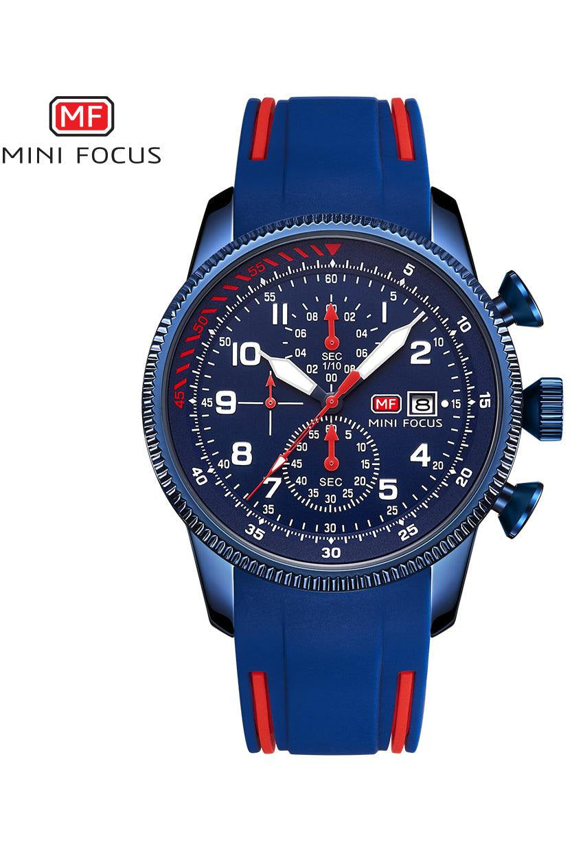 Buy Mini Focus Blue Silicone Blue Dial Quartz Watch for Gents- MF0379G-02 in Pakistan