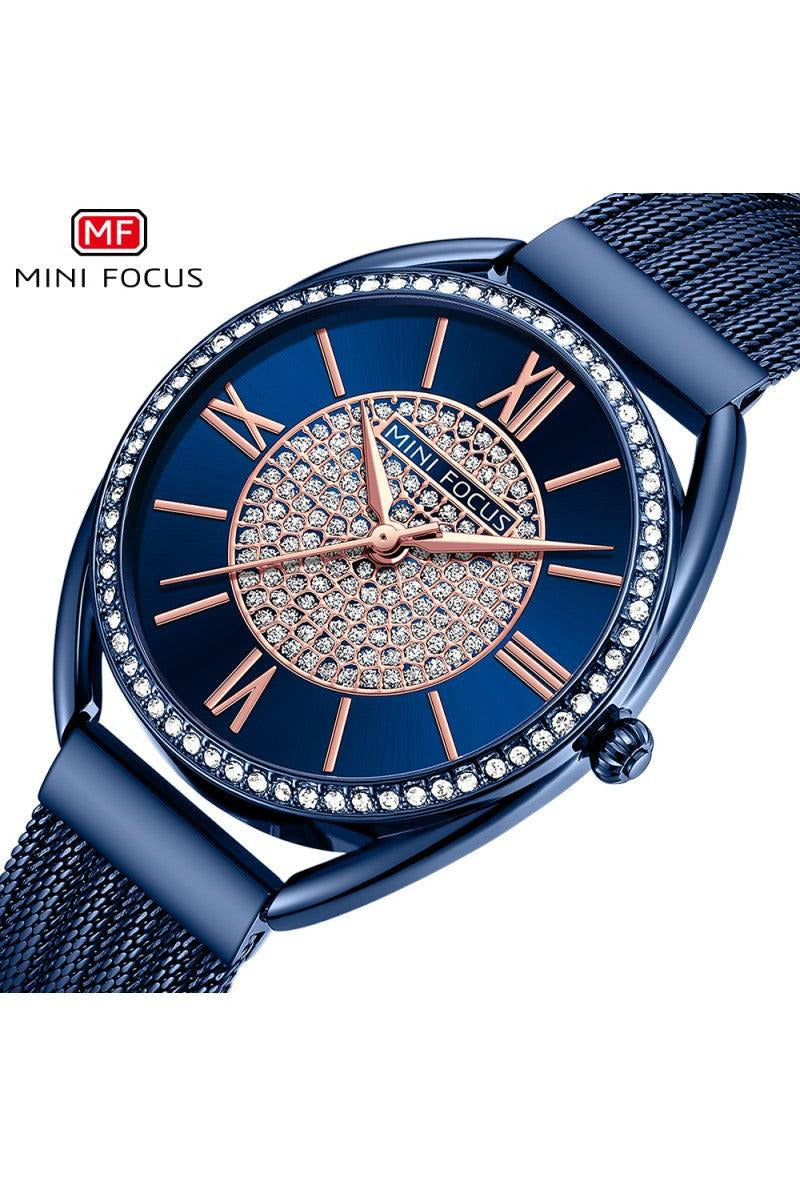 Buy Mini Focus Blue Stainless Steel Mesh Blue Dial Japanese Watch for Ladies- MF0425L-04 in Pakistan