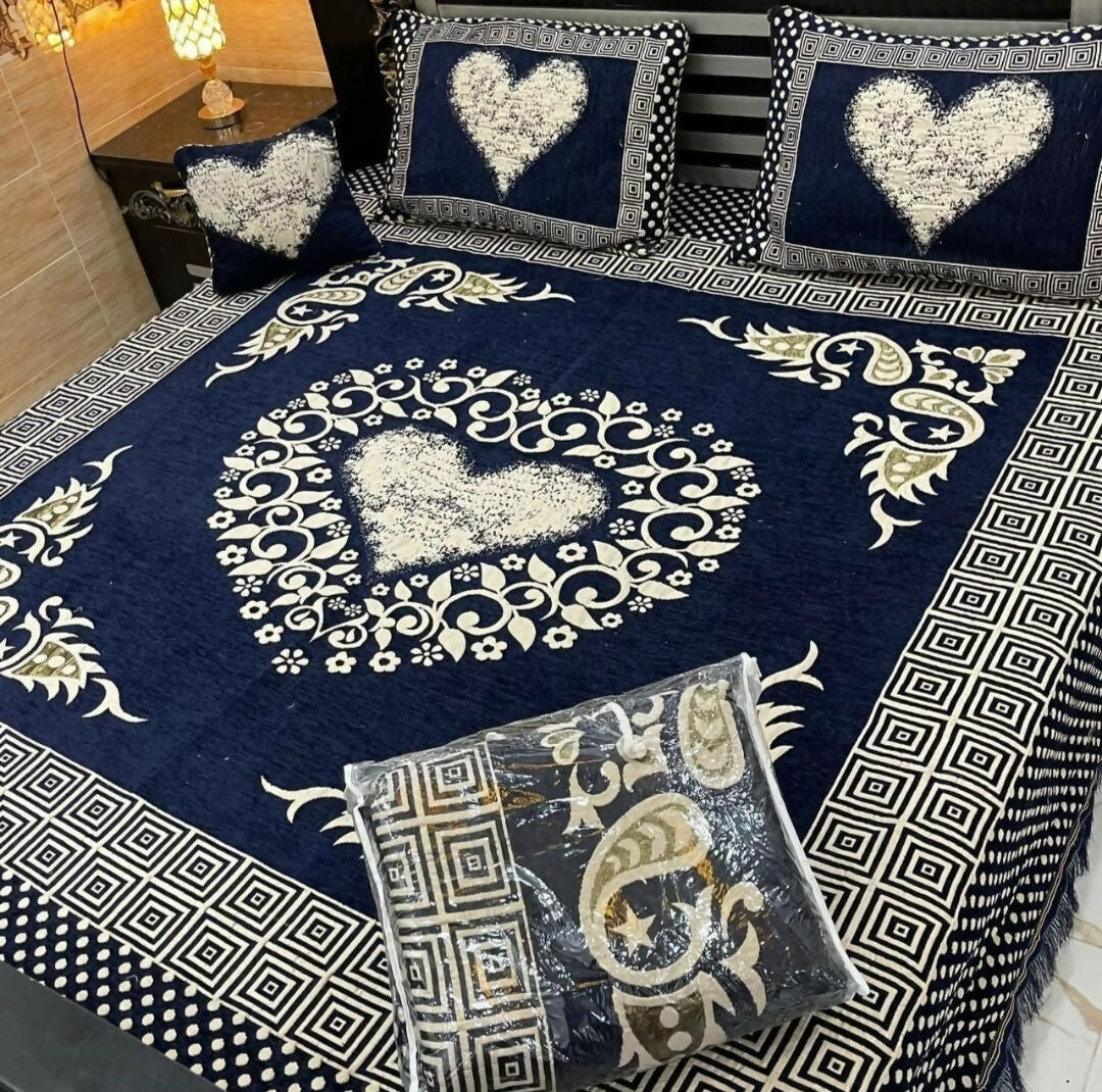 4 PC Velvet Jacquard Bedsheets | Home decor & accessories | King size | Brand New