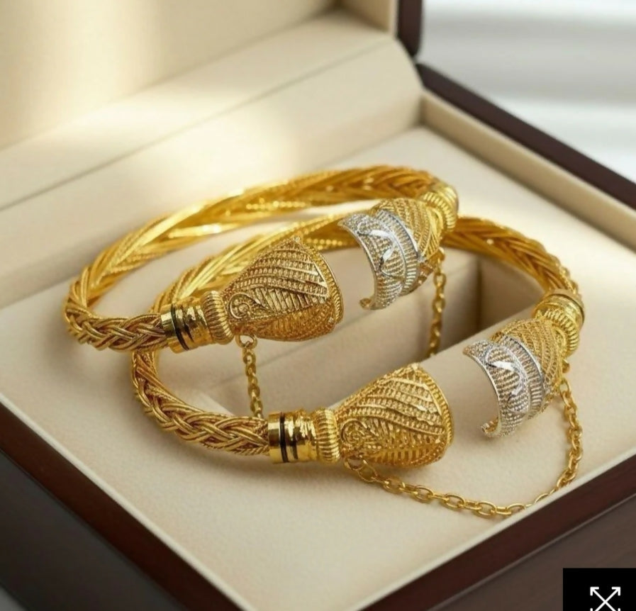 Twisted screw adjustable bangle set-00195 | Women Jewelry | Bangles | Brand New