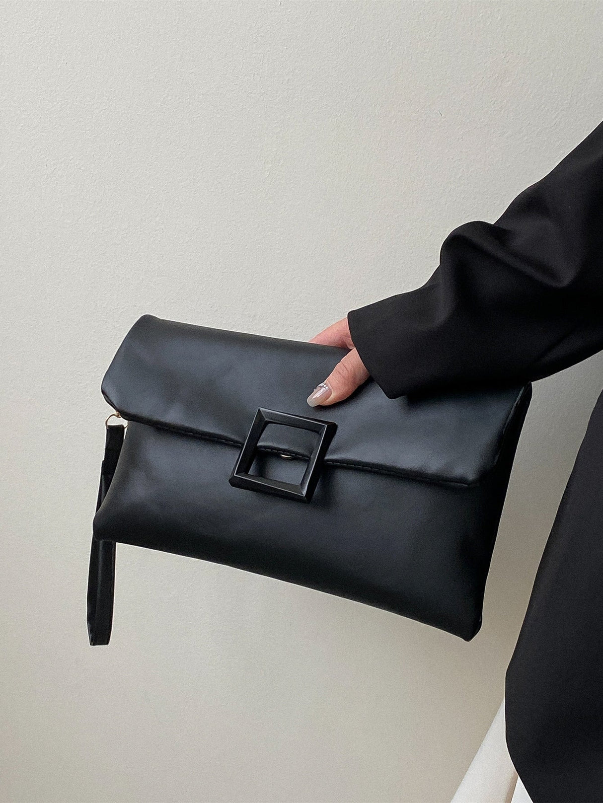 Buy SHEIN Minimalist Flap Envelope Bag Black in Pakistan