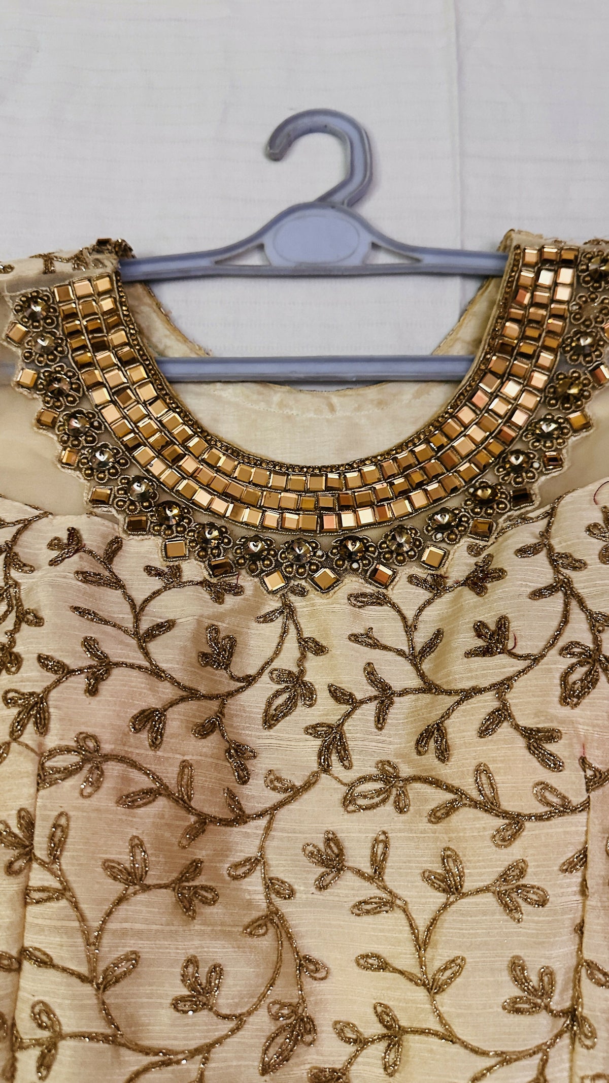 Zari Embroidery Maxi | Women Frocks & Maxis | Beige | Medium | Preloved