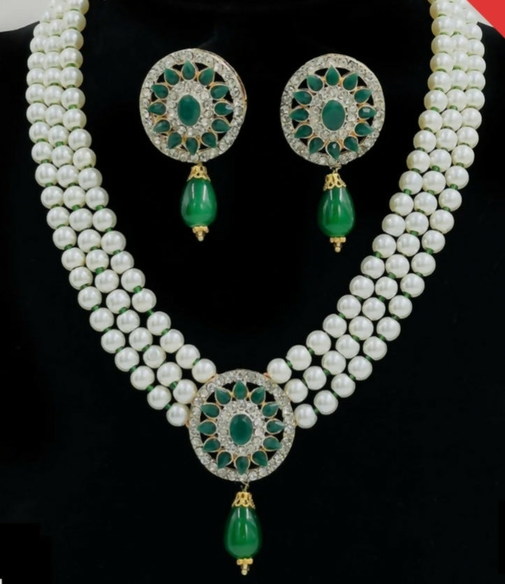 Flower Pearl Drop Necklace Set-233 | Women Jewelry | Wedding Jewelry & Sets | New