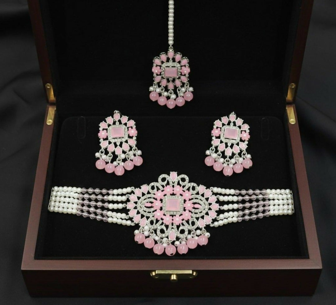 Rectangle Tear Pearl Drop Choker Set-00260 | Women Jewelry | Wedding Jewelry & Sets | Brand New