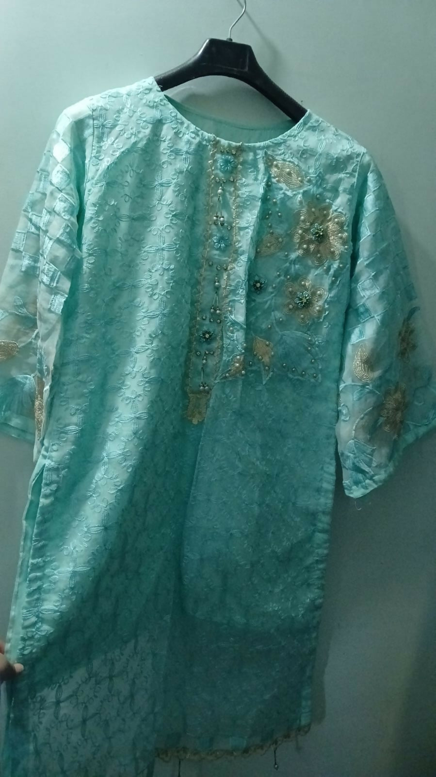 Embroidered Blue 3Pcs | Women Locally Made Formals | Medium | Preloved