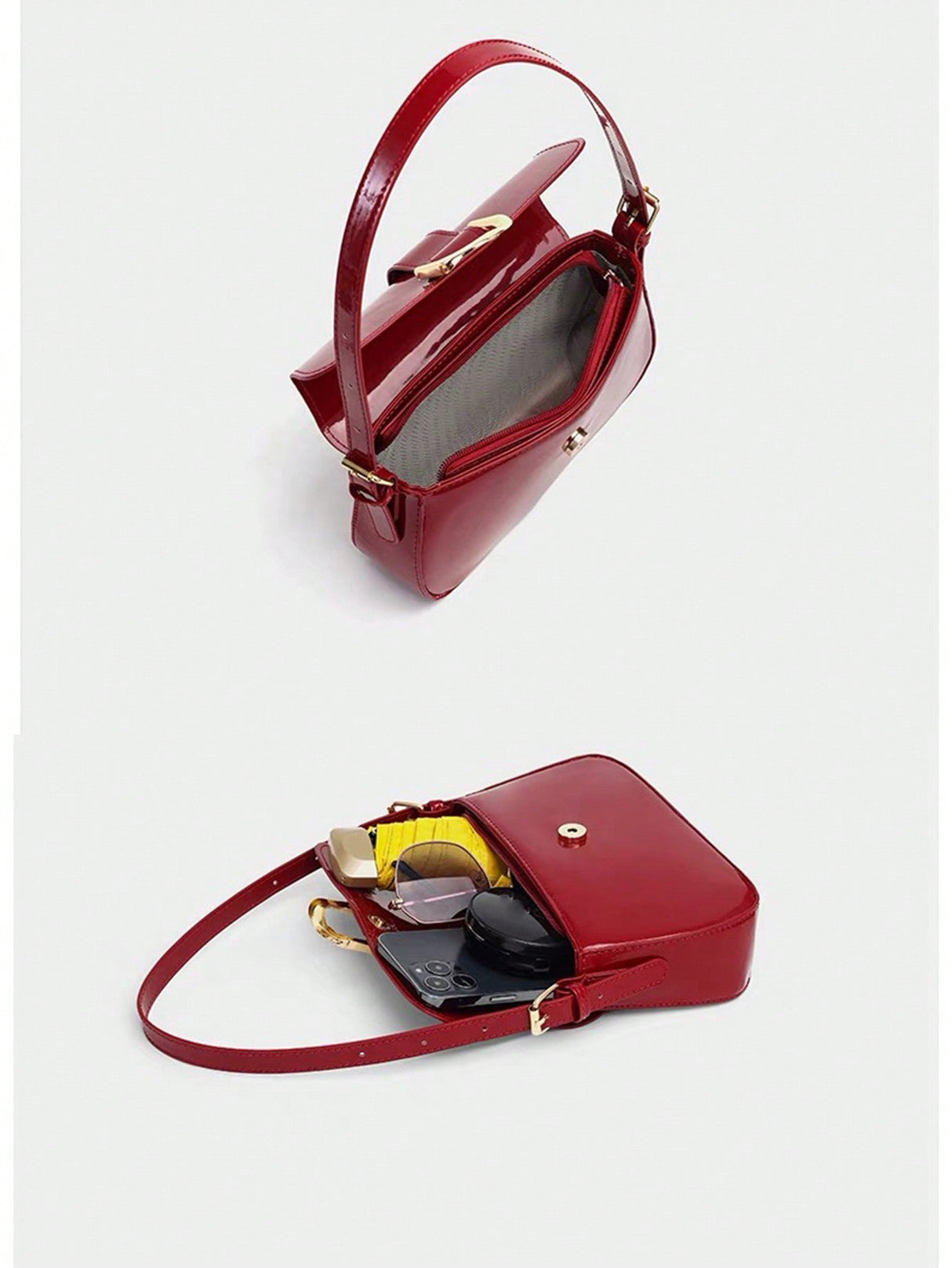 Buy SHEIN One Solid Colored Glossy Evening Clutch Bag, Featuring A Chic And Unique Short And Curved Design in Pakistan