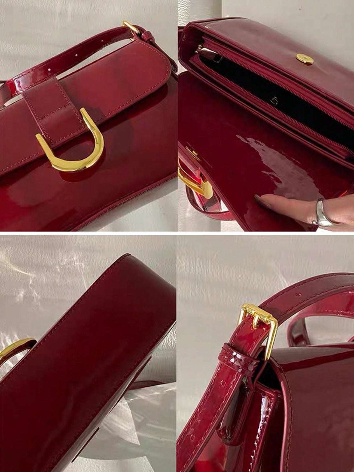 Buy SHEIN One Solid Colored Glossy Evening Clutch Bag, Featuring A Chic And Unique Short And Curved Design in Pakistan