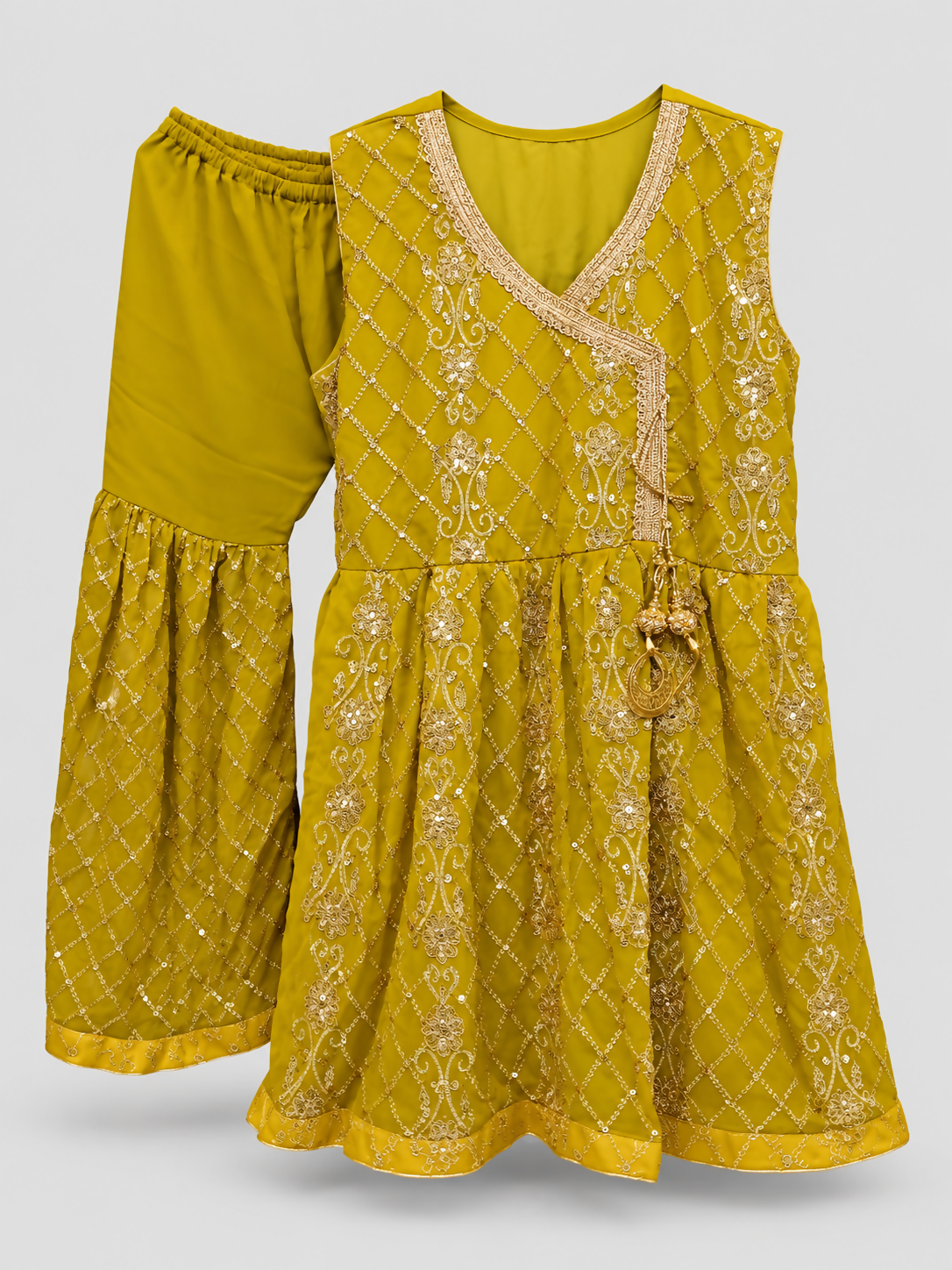 Mehndi Party Wear | Women Locally Made Formals | Ghararas, Shararas & Lehngas | Yellow | Medium | Worn Once