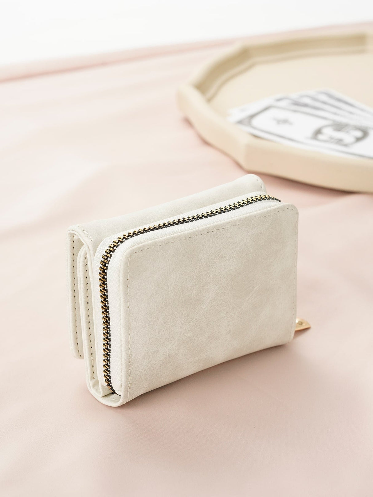 Buy SHEIN PU Small Wallet White Minimalist Coin Pocket Small Purse Bi-Fold Zipper Women Wallet Mini in Pakistan