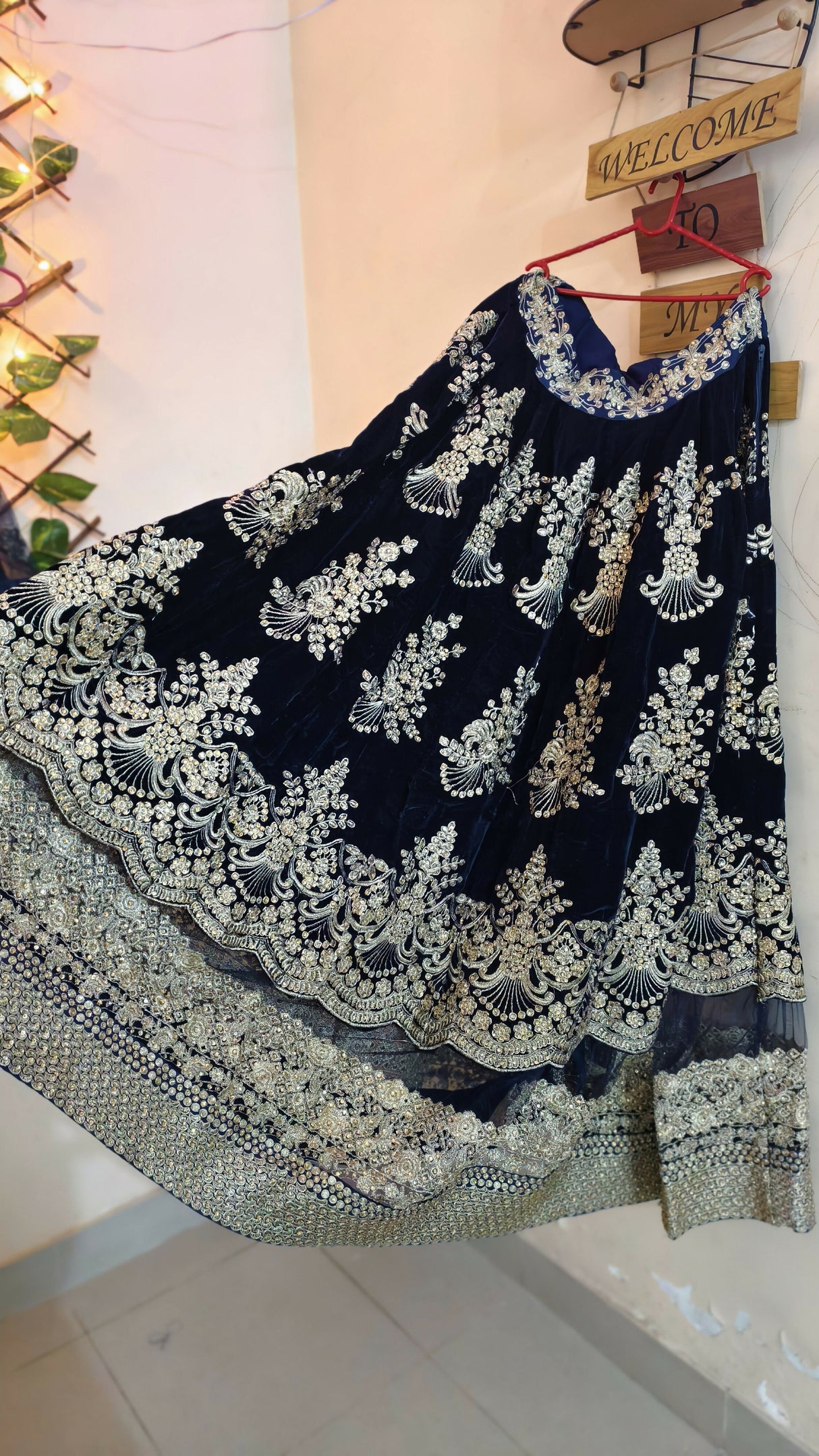 Navy Blue Heavy Lehnga | Women Locally Made Formals | Small | Blue & Golden | New