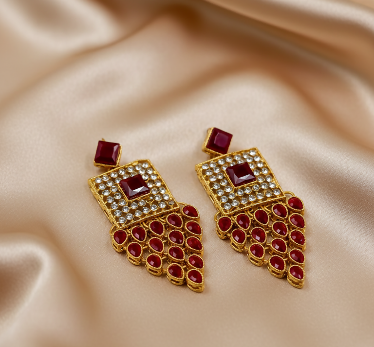 Square Tear Drop Earrings-00147 | Women Jewelry | Earrings | Brand New