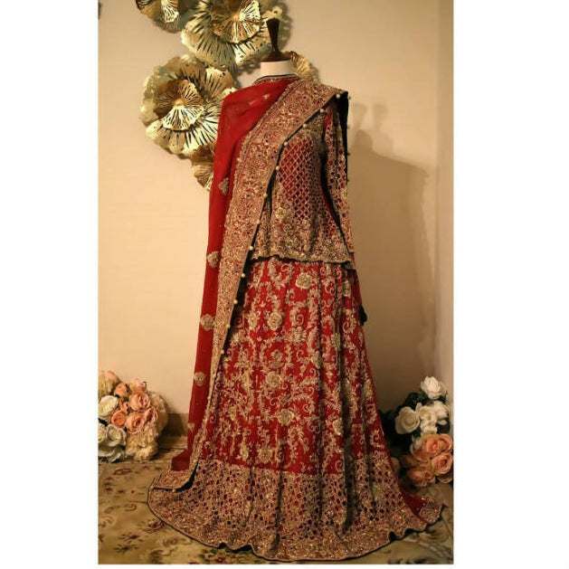 Arit Bridal Studio | Red Festive Baraat Lehaga | Women Bridals | Medium | Worn Once