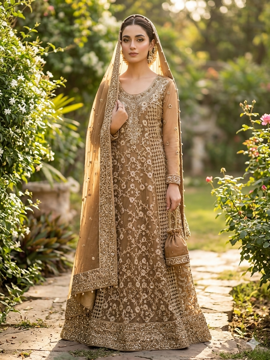 Coffee Brown Walima Maxi | Women Bridals | Small | Preloved