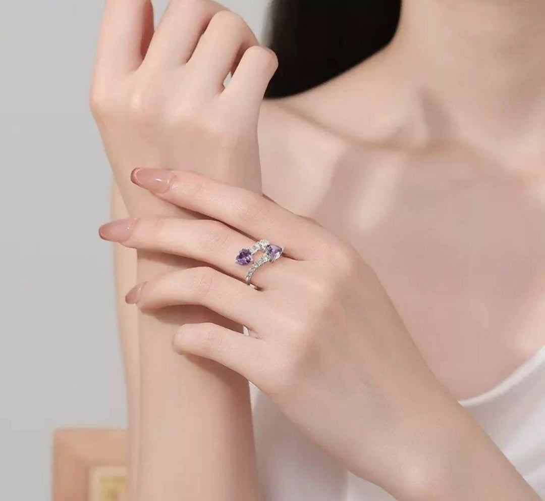 Round Heart Stone Ring Adjustable-00822 | Women Jewelry | Rings | Brand New