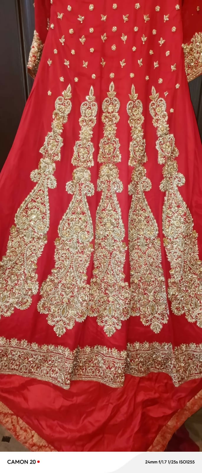 Red Long Bridal Maxi with Golden Dupatta | Women Bridals | Small | Worn Once