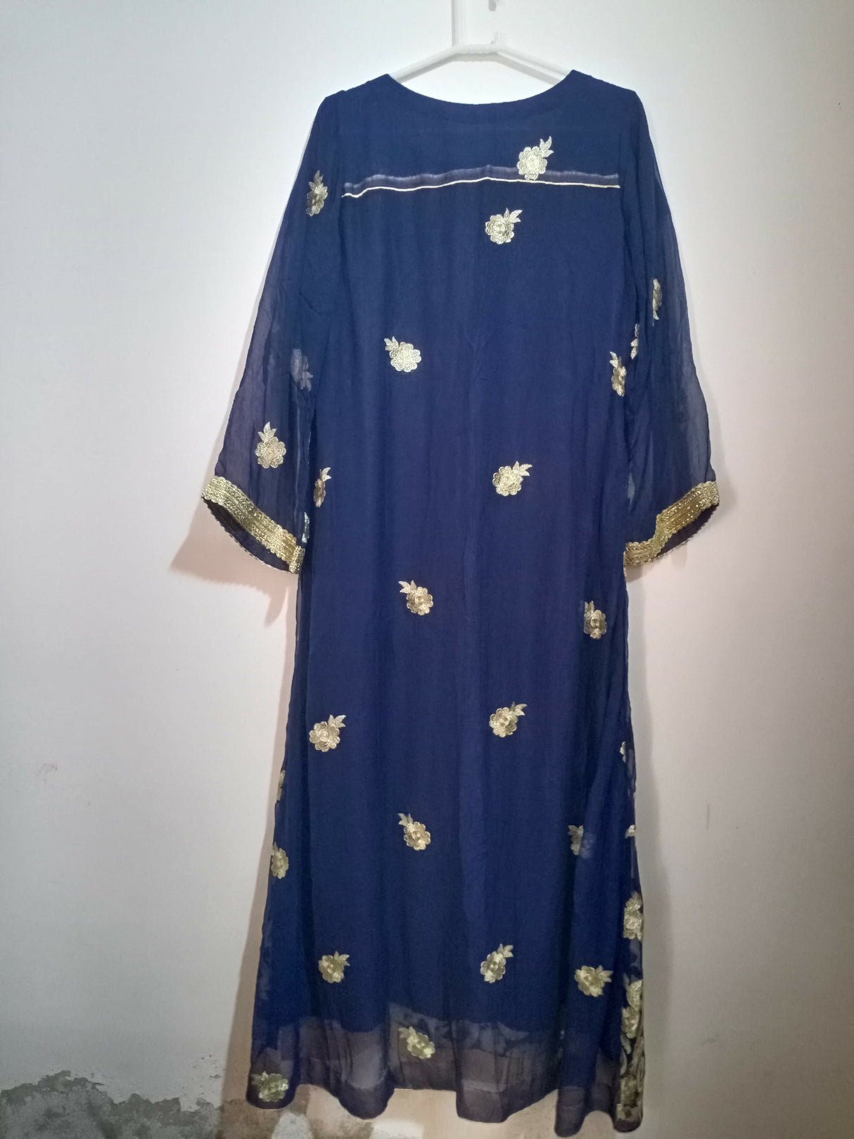 Dark Blue Side Cut Open Frock | Women Locally Made Formals | Large | Worn once