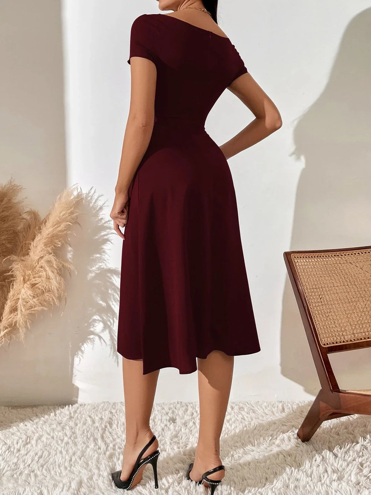 Buy Shein Ruched Pleated Detail A-line Dress in Pakistan