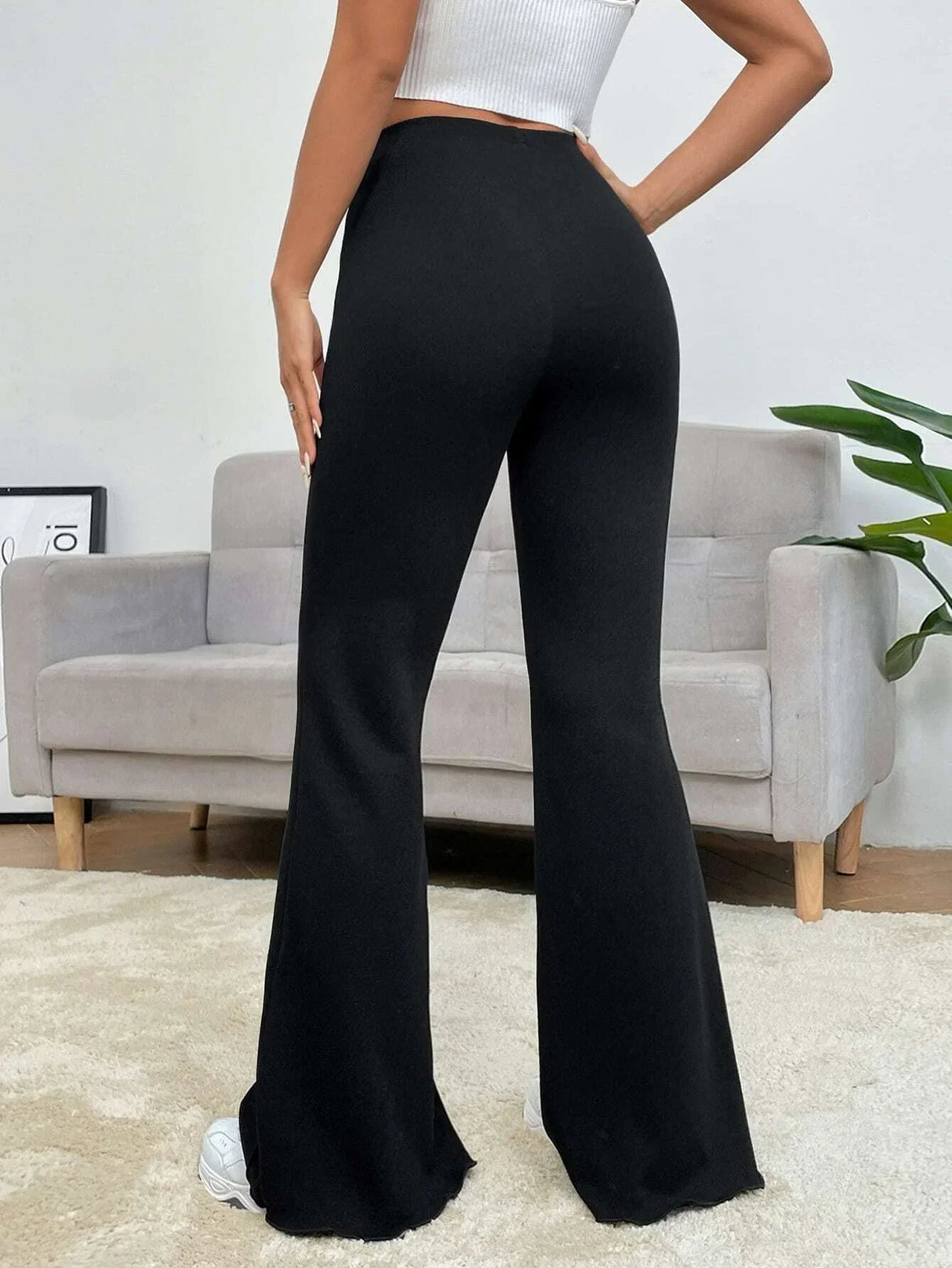 Buy SHEIN EZwear Balletcore Seam Front Flare Leg Back Pants in Pakistan