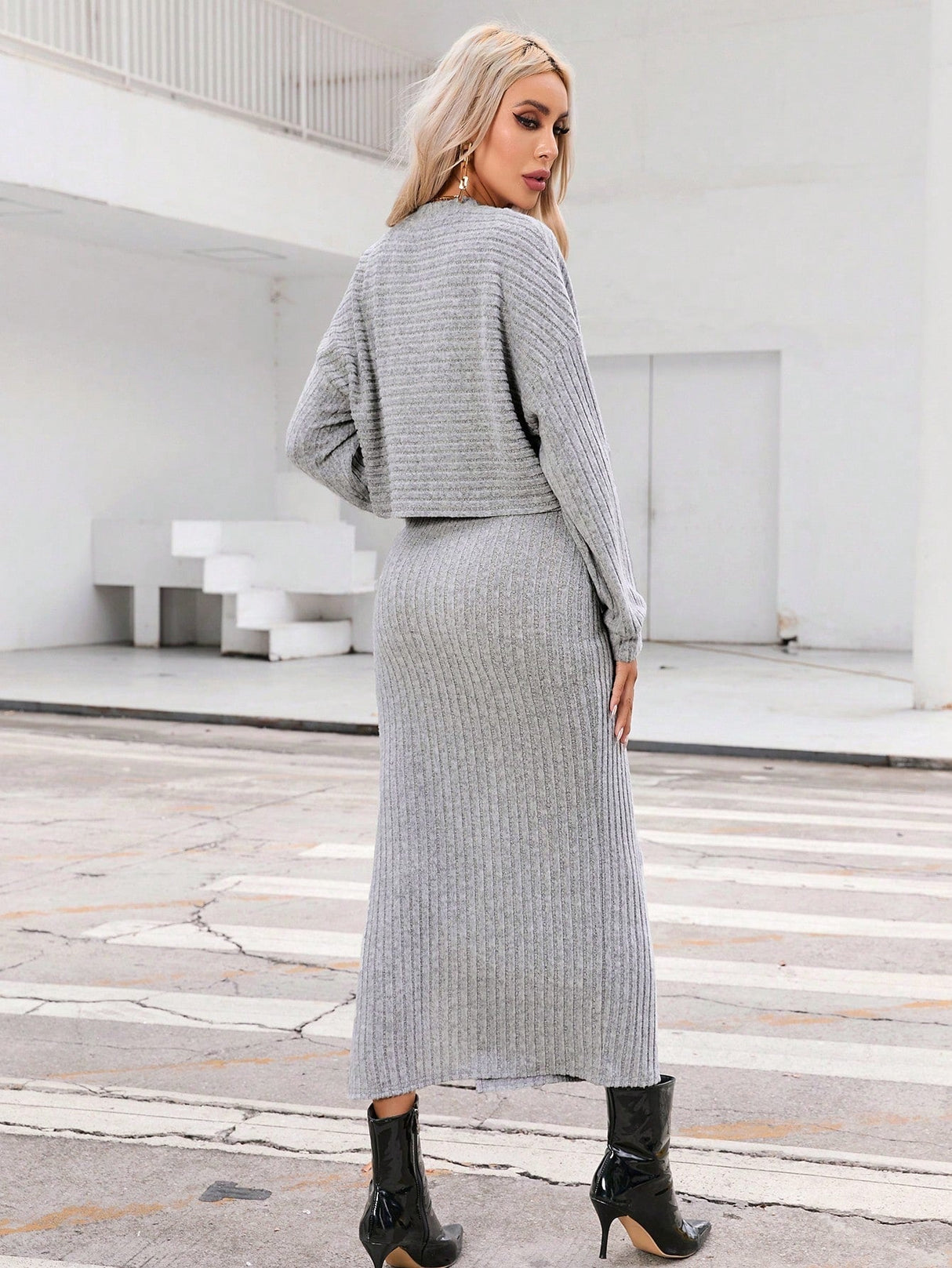 Buy SHEIN Essnce Drop Shoulder Tee & Split Thigh Dress in Pakistan