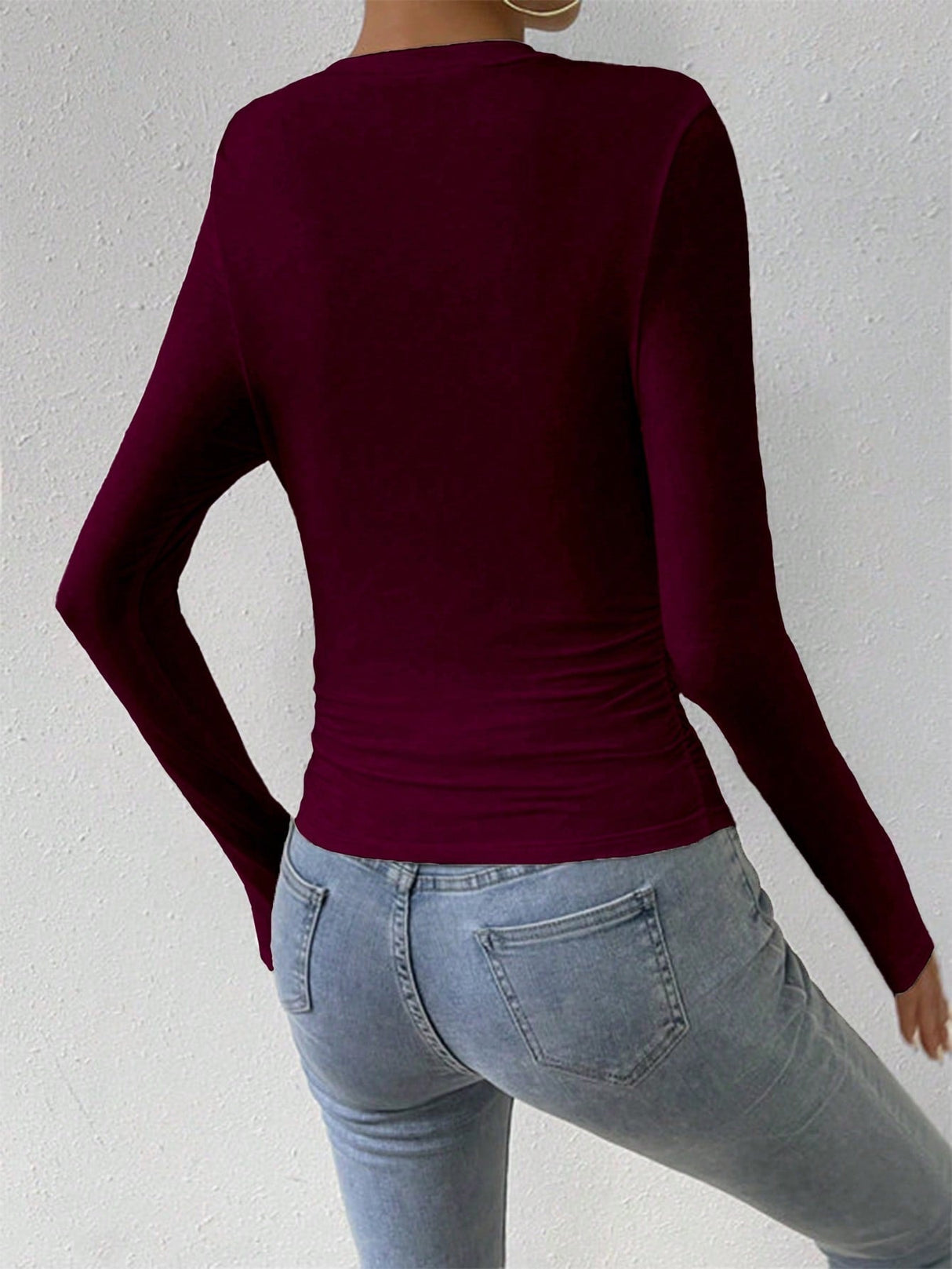 Buy SHEIN Essnce Solid Ruched Tee in Pakistan