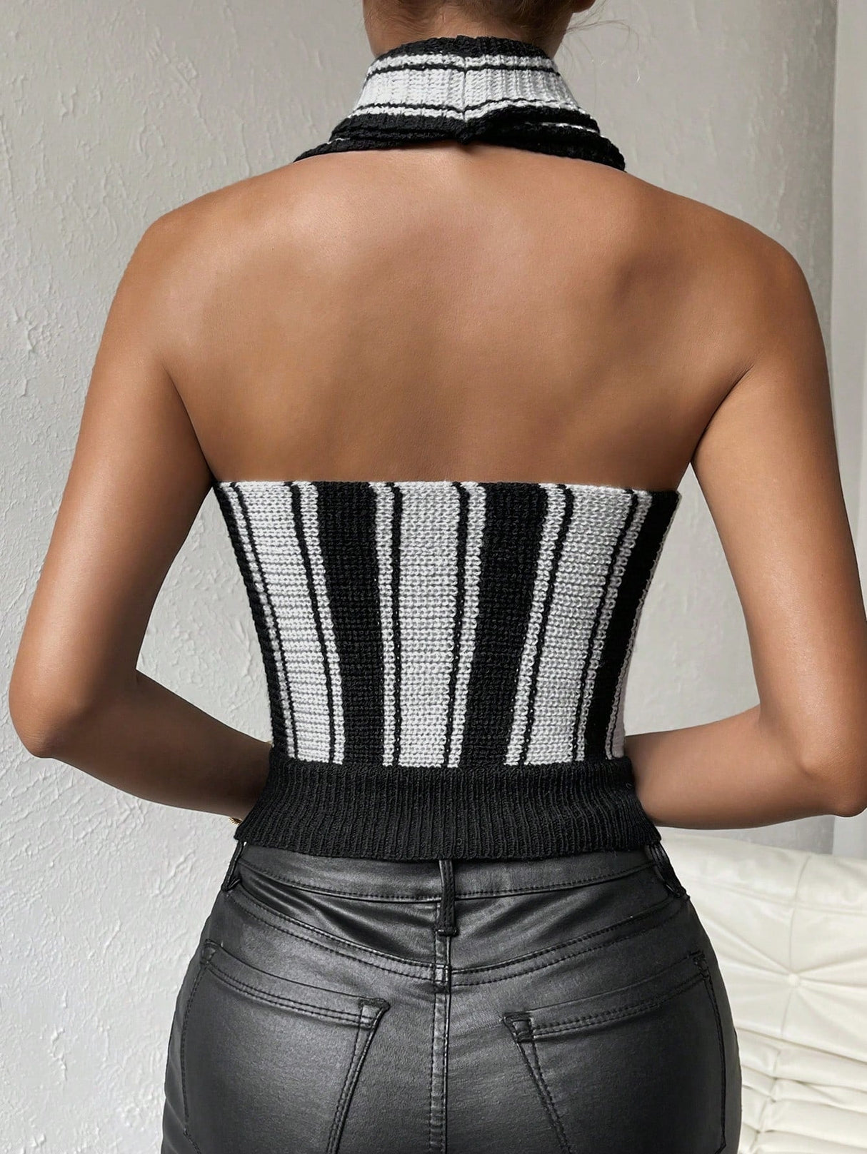 Buy SHEIN Essnce Striped Pattern Halter Knit Top in Pakistan