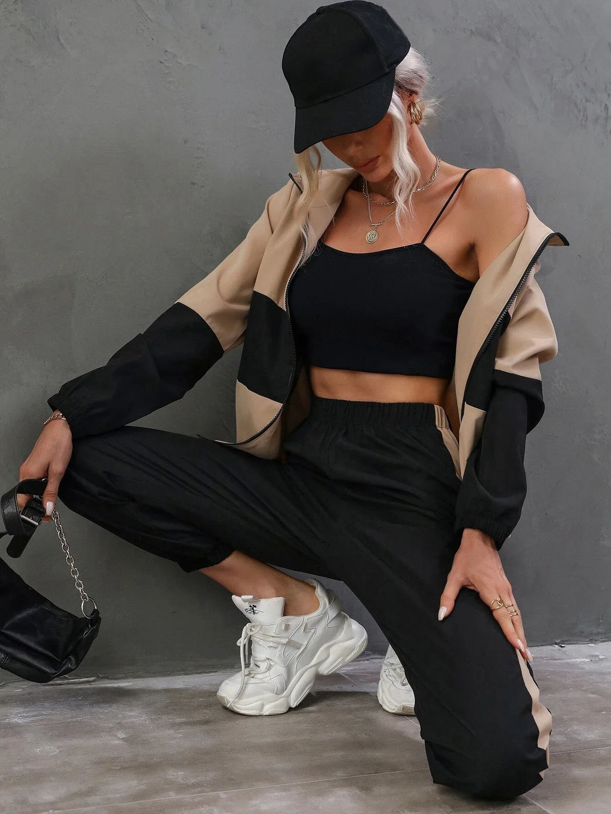 Buy SHEIN Essnce Two Tone Zip Up Hooded Jacket & Pants in Pakistan