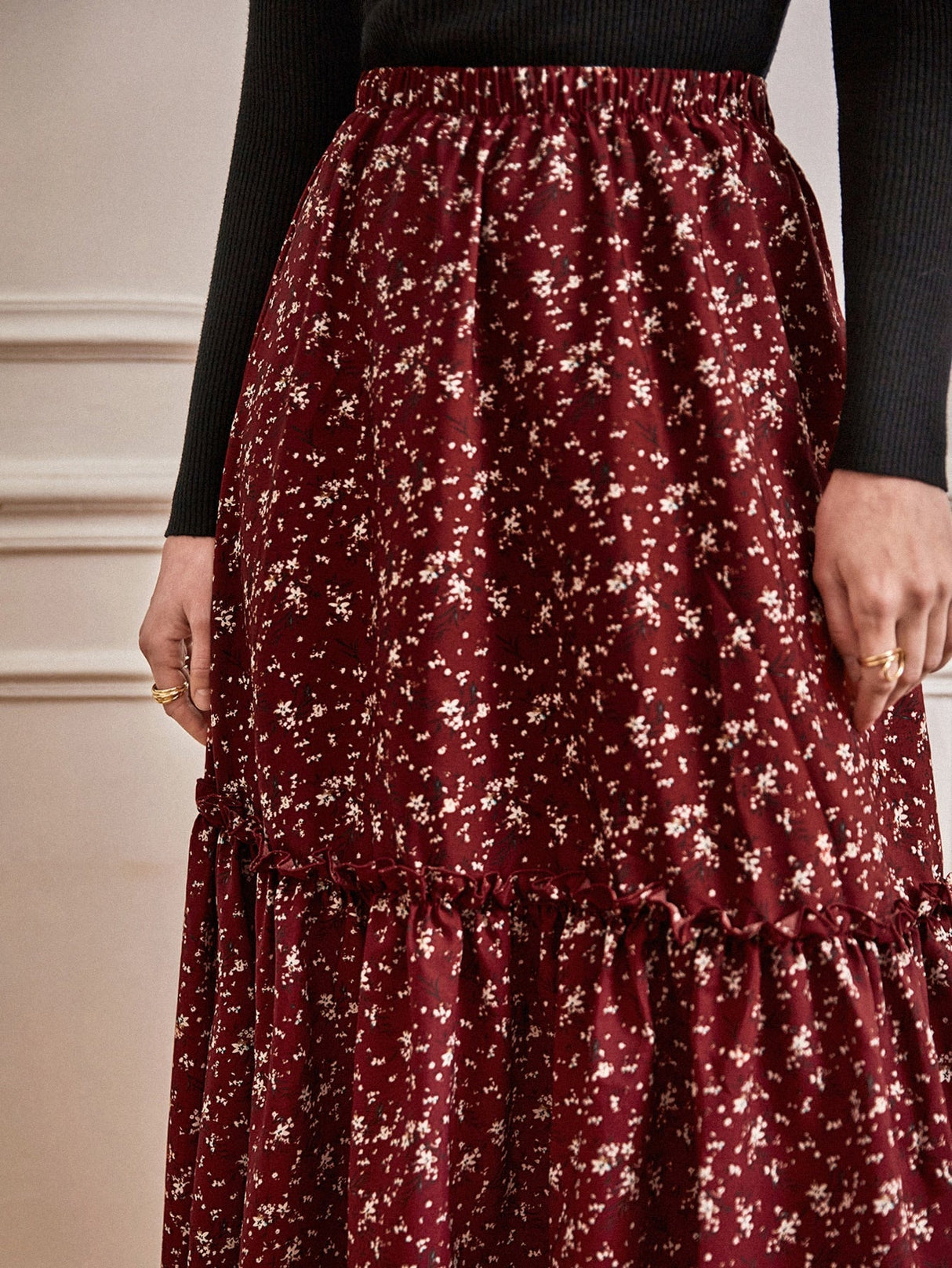 Buy SHEIN Frenchy Ditsy Floral Frill A-line Skirt in Pakistan