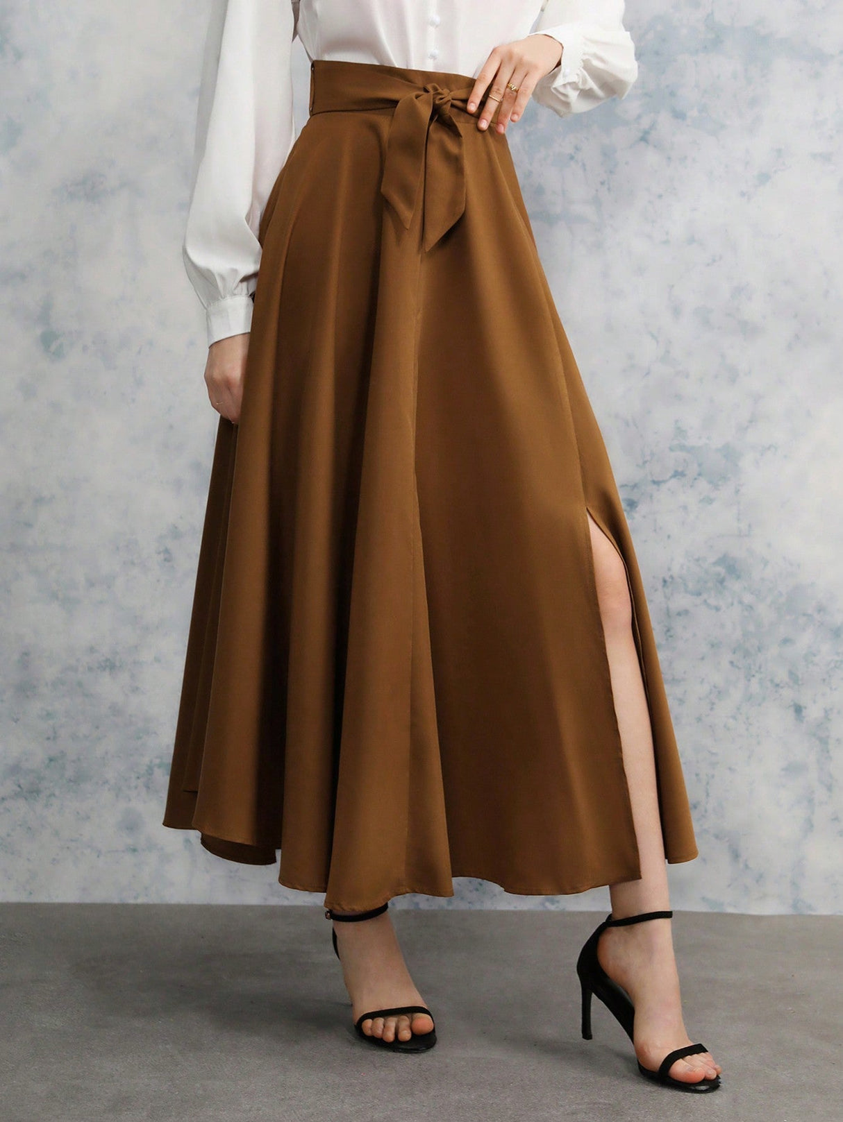 Buy SHEIN Frenchy High Waist Split Thigh Belted Skirt in Pakistan