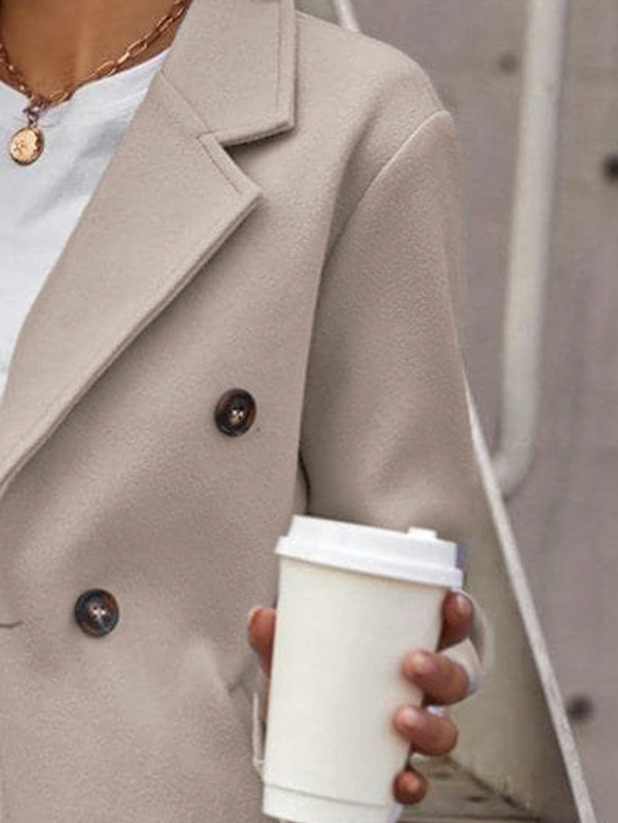 Buy SHEIN Frenchy Lapel Neck Double Breasted Overcoat in Pakistan