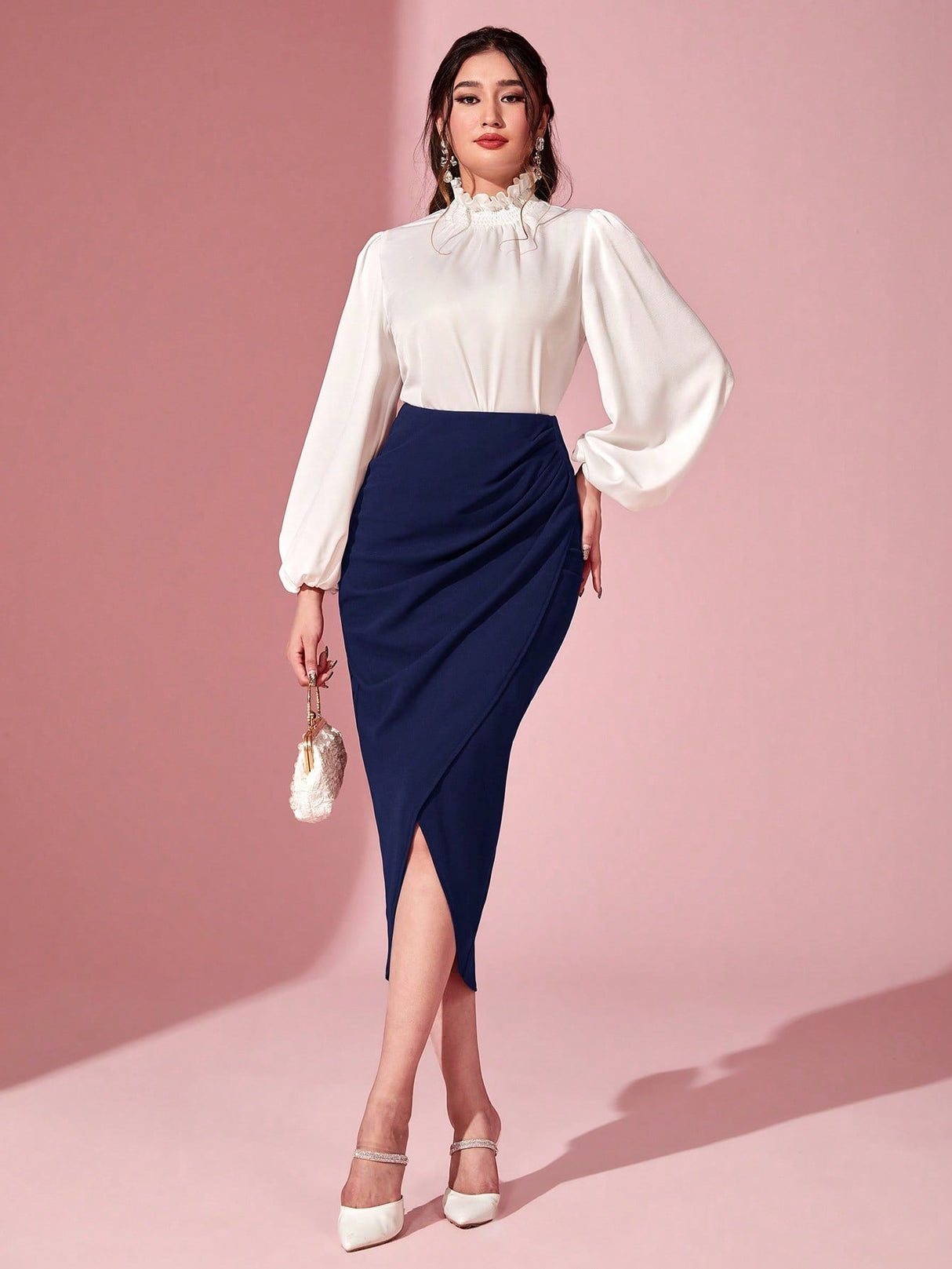 Buy SHEIN Modely Solid Tulip Hem Skirt in Pakistan