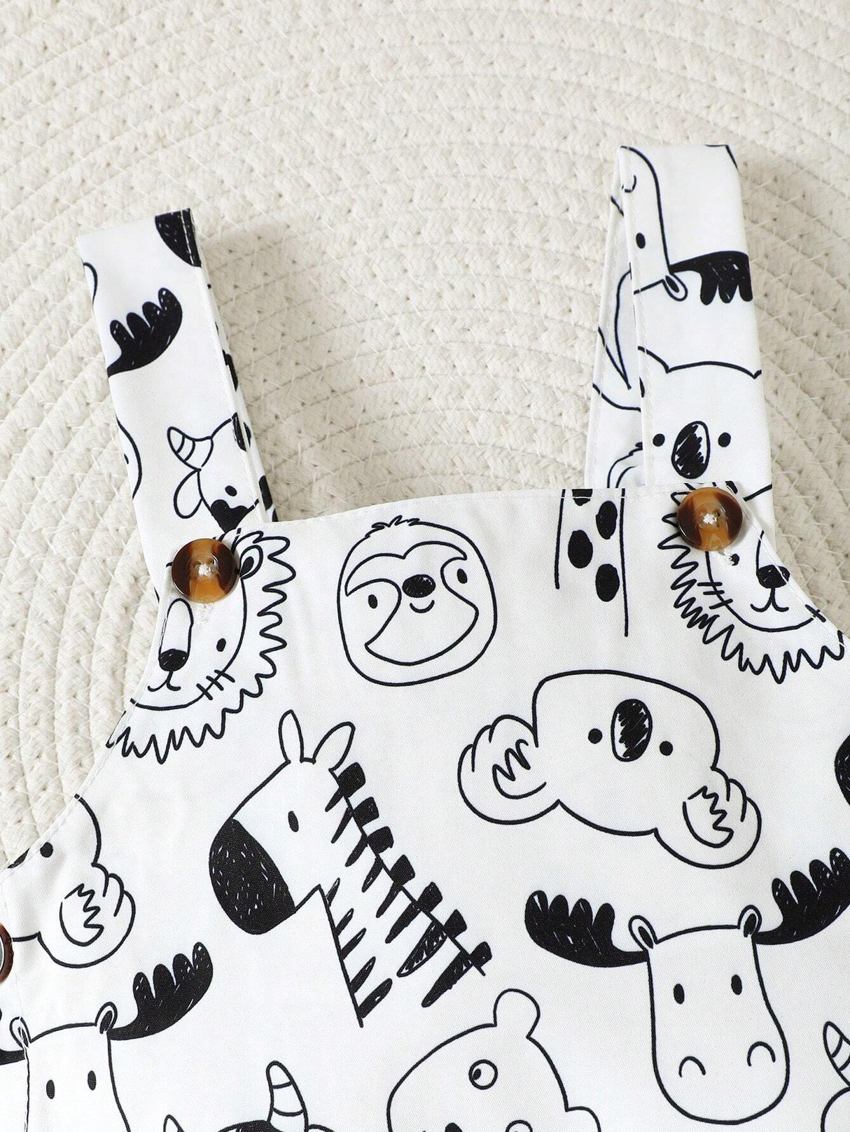 Buy SHEIN Newborn Baby Boys' Striped Knit Comfortable Romper And Cute Animal Printed Dungaree Set For Summer in Pakistan