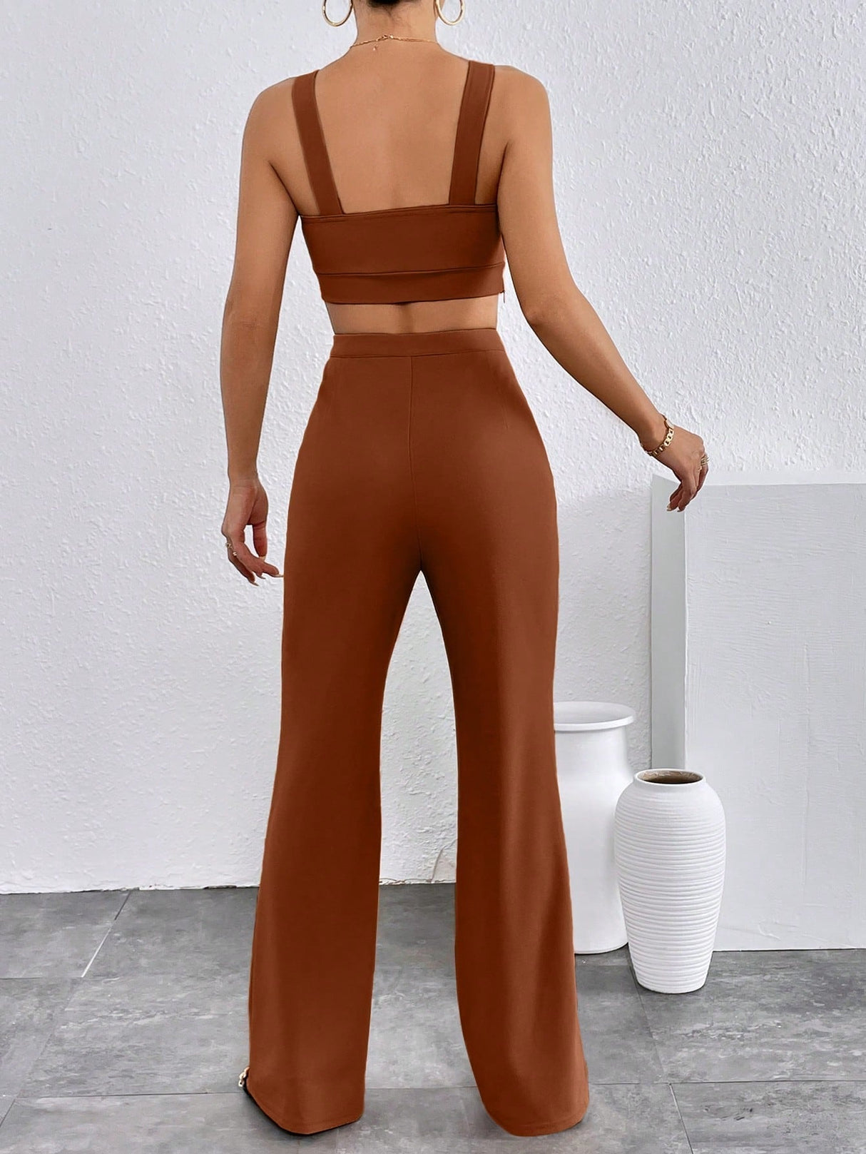 Buy SHEIN Chain Detail Cami Top & Flare Leg Pants in Pakistan
