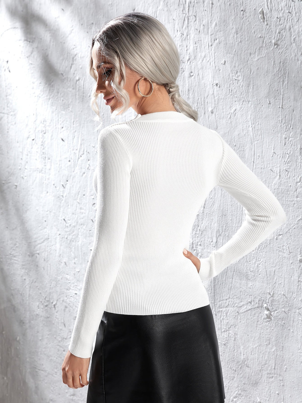 Buy SHEIN Prive Solid Cut Out Sweater in Pakistan